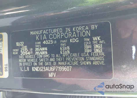 2023 Kia Soul S из США, поврежденный, VIN KNDJ23AU6P7199607